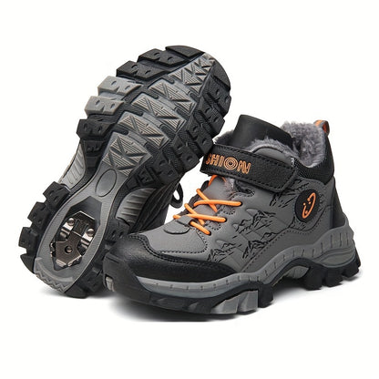 Teen Comfort Plush Lined Hiking Shoes are warm, durable, and comfortable for boys and girls, perfect for fall/winter outdoor adventures, warm and comfortable