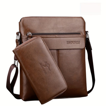 2pcs/set Men's Simple Business Shoulder Bag Crossbody Bag Portable Zipper Clutch Bag Gift For Men Father's Day Gift
