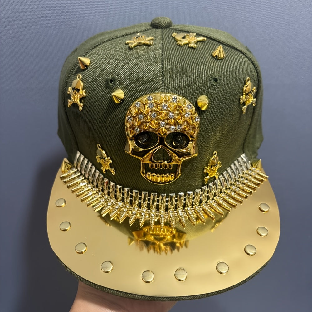 1pc Men'S Fashion Hip-Hop Street Dance Punk Baseball Cap, Lightweight Polyester, Non-Stretch Fabric, Street Style with Skull and Wings Design