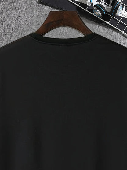 New Summer Round Collared Short Cuff T Dress for Men's Wear with Free Print