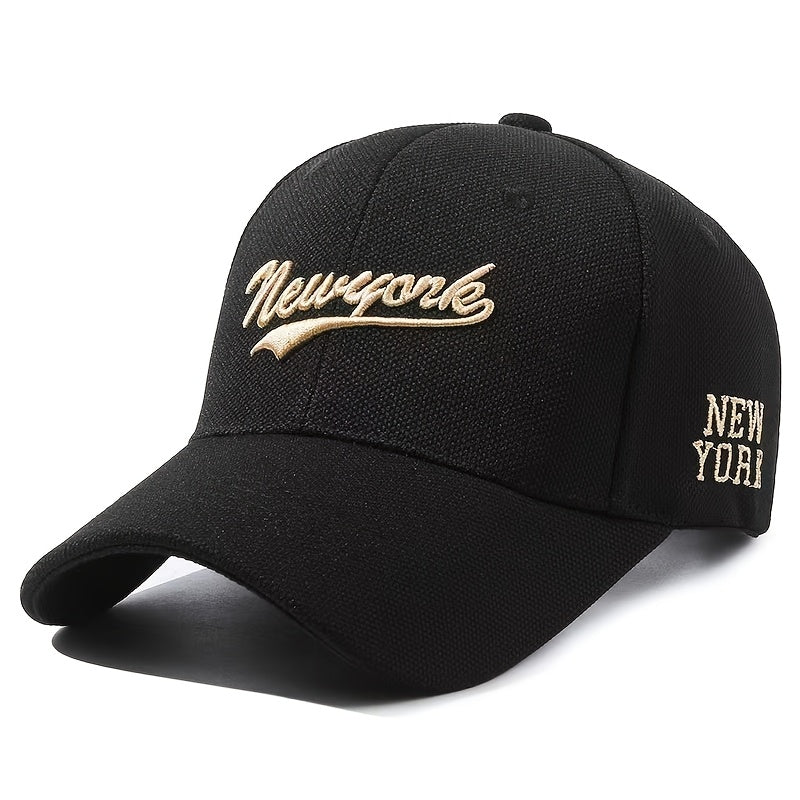 1pc New York Embroidered Baseball Cap - Oversized, Deep-Brimmed, Lightweight Fabric, Adjustable Buckle Closure, Casual Wear, Hand Wash Only, Casual Headwear | Embroidered Logo Cap | Lightweight Cap