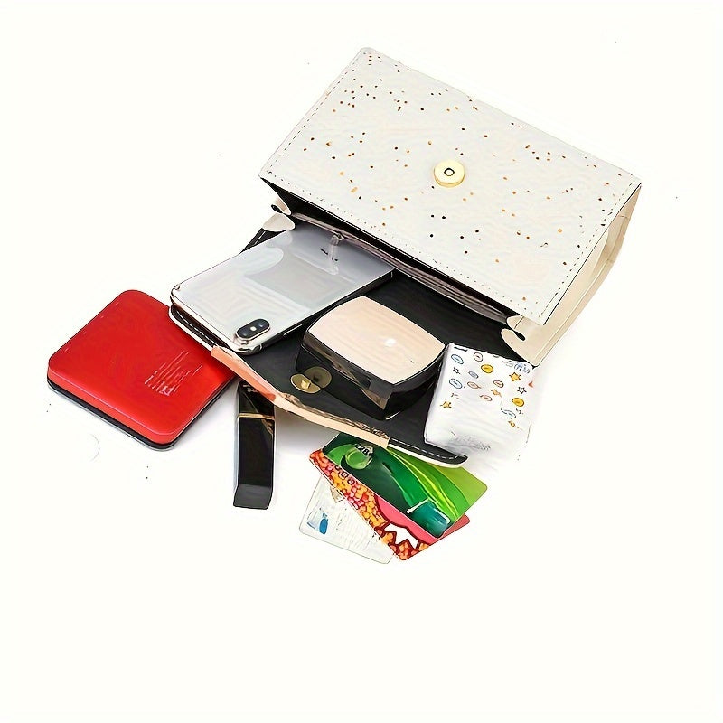 A Festive Mini Shoulder Bag with Shiny Details - Made of PU Material, Lightweight, Featuring an Adjustable Strap And Magnetic Closure, Perfect for Gifting to Family And Friends During The Holidays.
