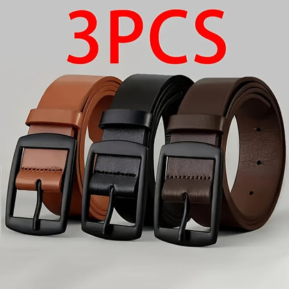 3pcs/2pcs/1pc Men'S Fashion Faux Leather Belts with Metal Pin Buckle - Stylish Designer Waist Straps for Jeans, Plus Size, Light Brown/Black/Dark Brown, Casual Wear Accessory | Stylish Waist Straps | Quality Craftsmanship