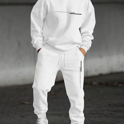 Men's Two-piece Set with Printed Hoodie and Sweatpants