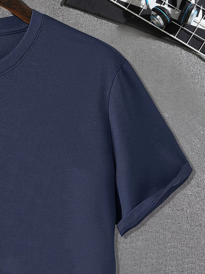 New Summer Round Collared Short Cuff T Dress for Men's Wear with Free Print