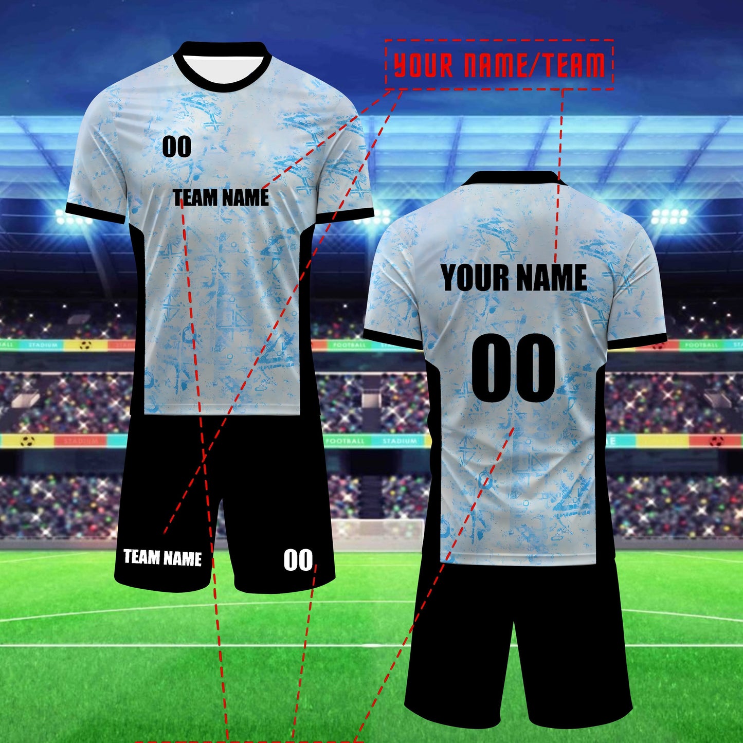 Portugal Ronaldo Round Neck T-Shirt Football Kit Men's Custom Name and Number Adult Jersey New Style Student Competition Team Training Sports Set Comfortable Breathable Quick-Dry Moisture-Wicking Two-Piece Top Bottoms