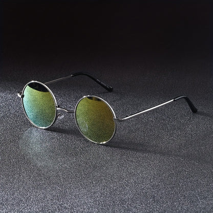 Men'S Round Frame Y2K Fashion Glasses Steampunk Style, PC Lenses, Stainless Steel Frame, Decorative, General Decorative Glasses, Daily Leisure, Easter, St. Patrick'S Da