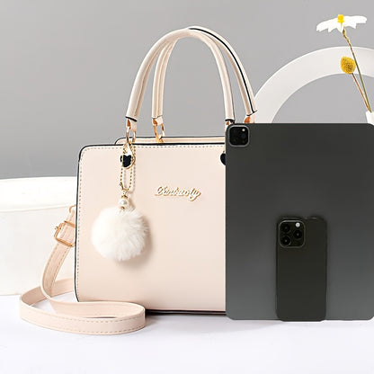 Elegant Black Tote Bag for Women - Large Capacity, Versatile with Detachable Strap, Smooth Finish, Perfect for Work & Casual Outings
