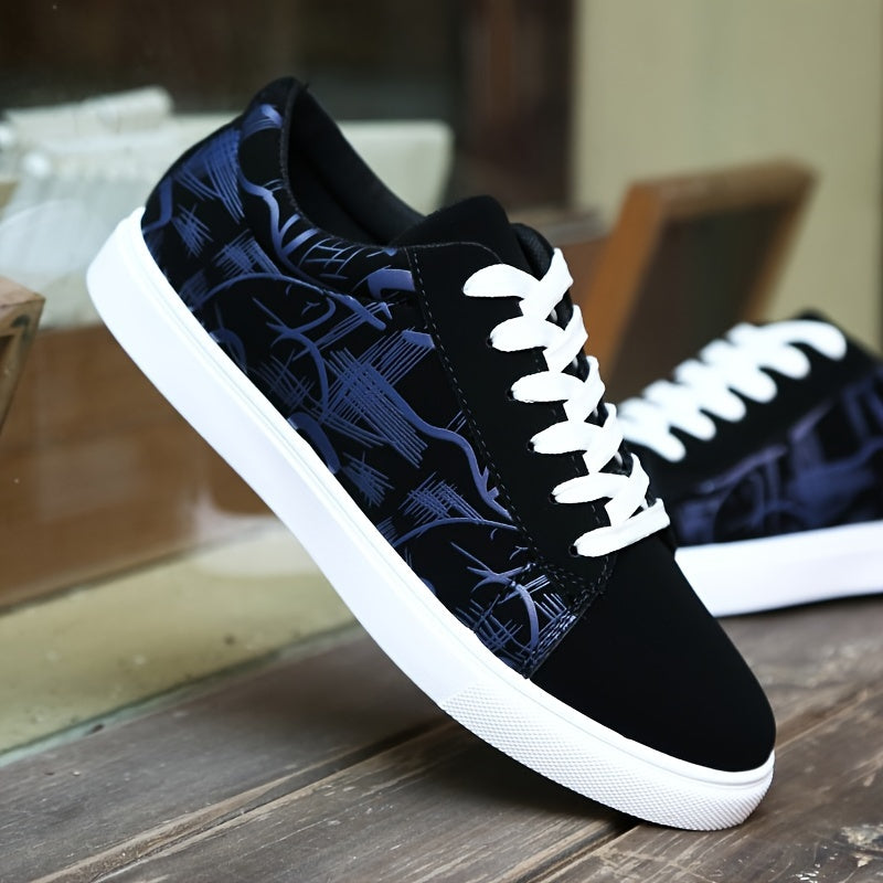 Men's Trendy Street Style Low Top Skateboard Shoes, Comfy Non Slip Lace Up Casual Sneakers For Men's Outdoor Activities