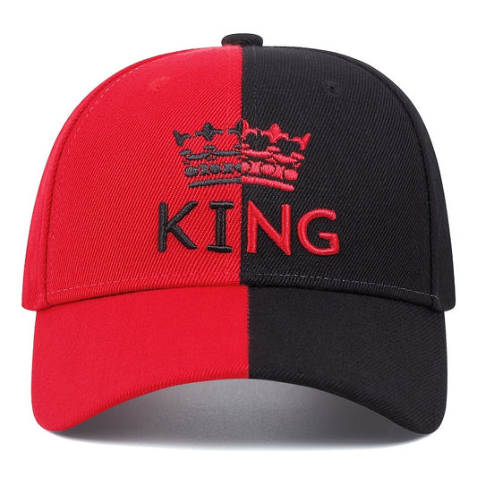 Men's KING Crown Embroidered Letter Pattern Color Block Hip-Hop Snapback Hat, Adjustable Outdoor Casual Cap