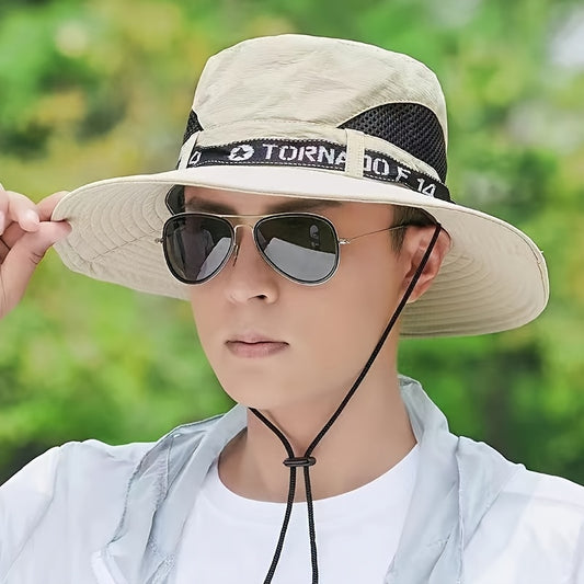 Men'S Black "TORNADO F-35.56cm Bucket Hat with Adjustable Strap - Stylish Outdoor Sun Protection, Ideal for Fishing, Hiking, and Summer Activities, Outdoor Sun Protection|Adjustable Headgear|Polyester Hat