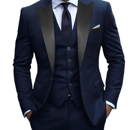 Men'S 2pcs Suit Coat And Pants Set, Suitable for Weddings, Business And Formal Occasions, Men'S Classic Suit, Men'S Elegant Suit, Men'S Casual Suit, Plain Suit, Wedding Party, Back-To-School Dance Suit