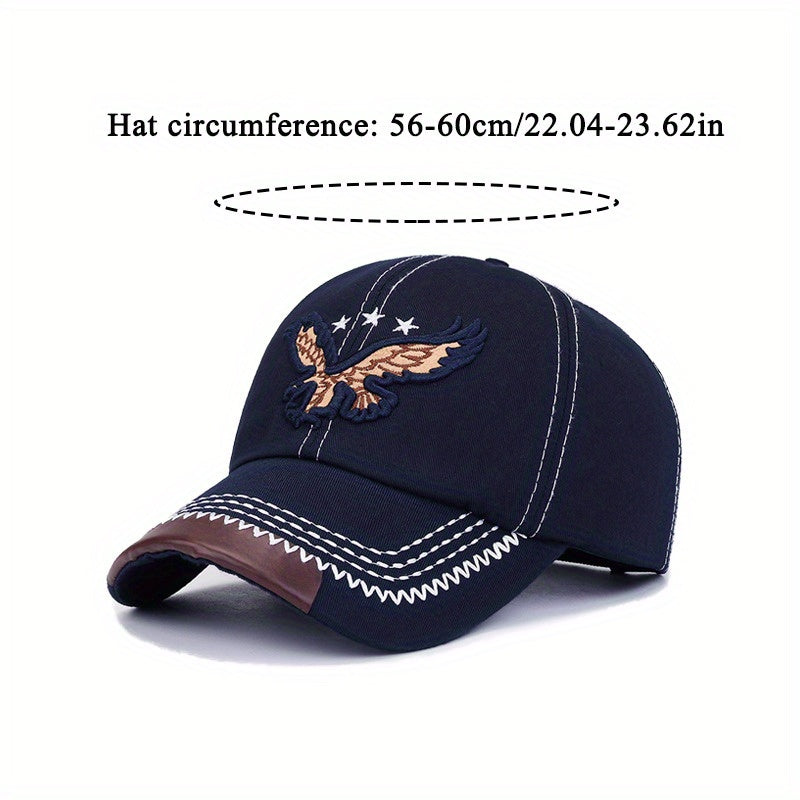 2pcs Eagle Style Fashion Trendy Baseball Cap Sports Cap Suitable for Outdoor Sports Gift for Friends Family - Acrylic Fabric, Square Gram Weight 100g/㎡