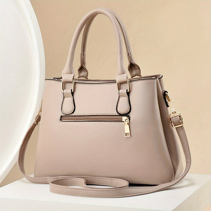Chic Wo 's Handbag with Large Capacity - Fashionable Plaid Design, Triple-Layer Pockets, Zip Closure - Available in Khaki, Green, Black