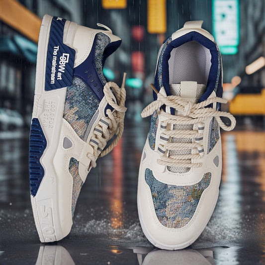 Men's Trendy All-Season Sneakers - Breathable, Non-Slip Casual & Sport Shoes with Thick Platform Sole, Lace-Up Design, Fashion Sneakers