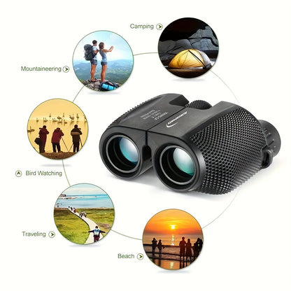 TD1025 Compact High-Quality Binoculars with 10x Magnification, 25mm Objective Lenses & Interchangeable Eyecups - Black Rubber Coated Optics for Bird Watching, Travel, Sports, Outdoor Observation, Binoculars for Bird Watching,