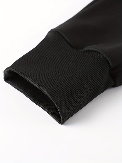 Men's Casual Polyester Sports Suit, Solid Color, Non-Stretch Fabric, Regular Fit, Baseball Collar Jacket and Sweatpants, Suitable for Spring/Autumn - Braided Eyelash Set