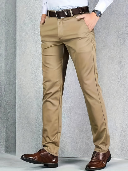 Four Seasons Men's New Casual Formal Pants Business Style Trendy Casual Long Pants Fashionable Versatile Men's Elastic Western Pants Comfortable Classic Design Casual Wear