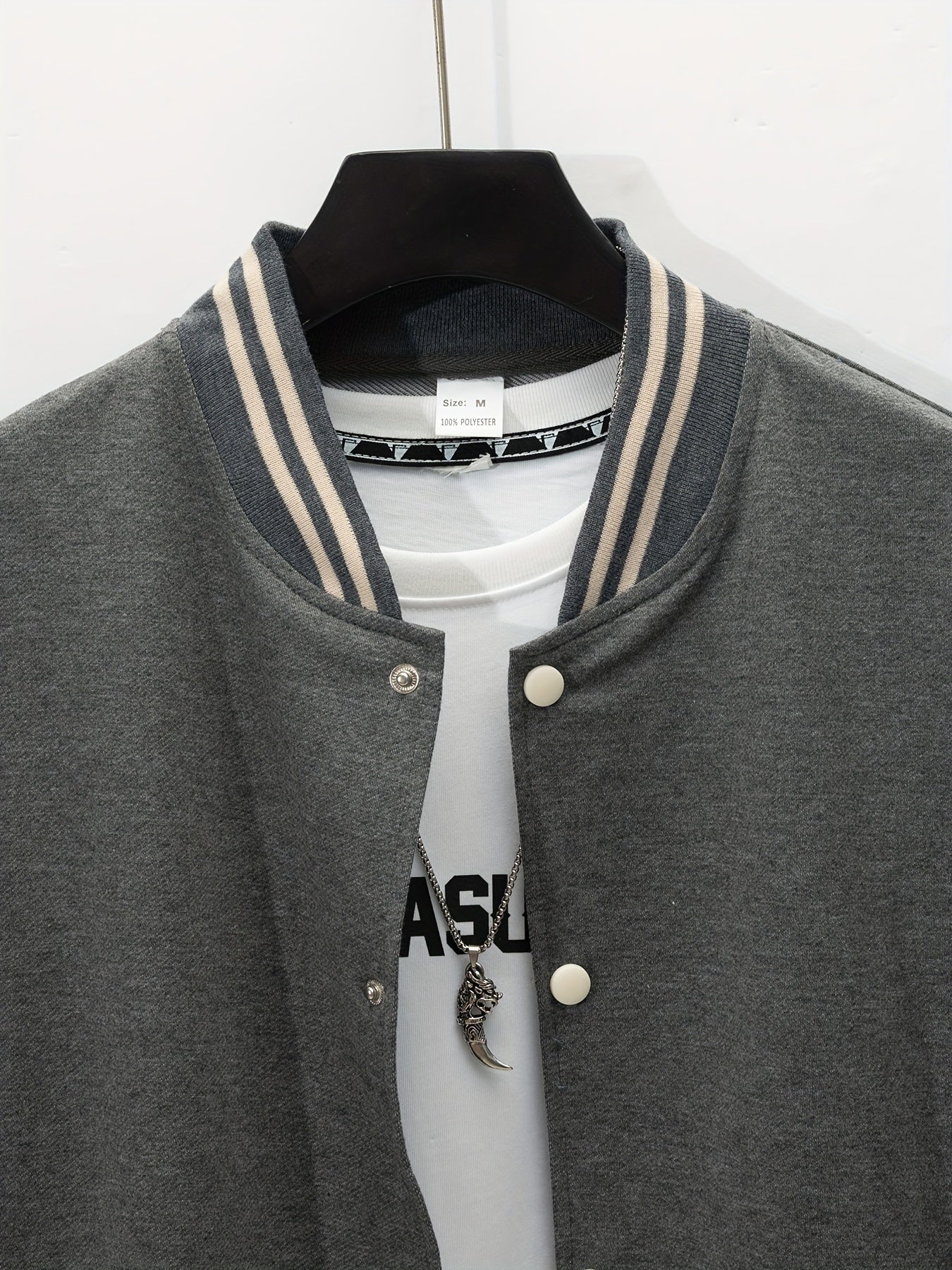 Men'S Casual Baseball Collar Jacket and Pants Set, Color Block Long Sleeve Sweatshirt and Sweatpants, Polyester Woven Suit with Button Detail, Spring/Fall Collection