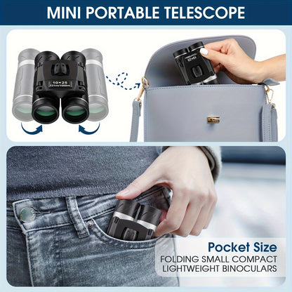 New - Outdoor Binoculars 10x25 13m/1000m, Professional Grade, 25mm Objective Lens, High Quality, Ideal for Camping, Hiking, Bird Watching, Concerts, and Sports Events, Hiking Gear | Sleek Binoculars | Durable Binoculars