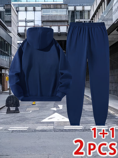 Men'S Autumn And Winter Two-Piece Suit, 1 Hooded Sweatshirt And 1 Pair of Casual Sweatpants, Loose Version, Comfortable to Wear, Very Suitable for Autumn And Winter Sports And Leisure Running Wear