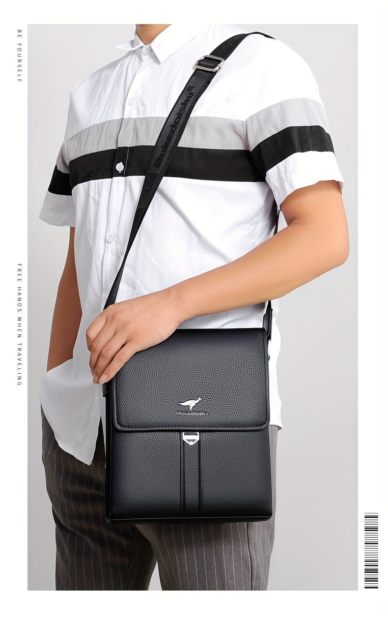 [Compact Size] Men's Crossbody Bag, Trendy Business Briefcase, Shoulder Messenger Bag for Travel and Work, Professional Document Carrier | Minimalist Briefcase | Secure Zip Closure
