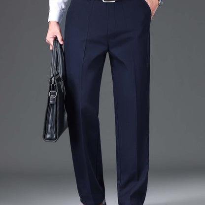 1pc Classic Fit Men'S Dress Pants - 100% Cotton, Solid Color, Non-Stretch, Regular Length, for Autumn/Winter - Business Casual Style