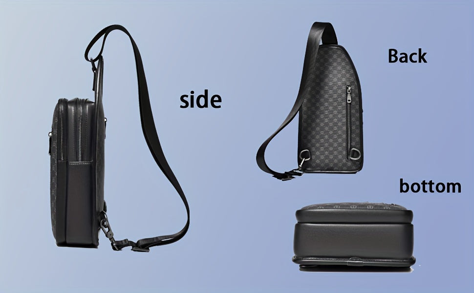 HUABUPS Men'S Crossbody Backpack - Black PVC Business Commuter Bag with USB Charging, Adjustable Strap, Multiple Compartments & Durable Design for Travel, Hiking, Daily Use - Ideal Gift for Men, Hiking Gear, Stylish Accessory