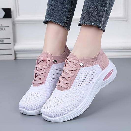 Women's Breathable Casual Running Shoes - Lace-Up Low-Top Sneakers with Fabric Upper & Durable PVC Sole, All-Season Comfort for Walking, Jogging, Casual Attire - Multi-Color Options, Ladies Sneakers
