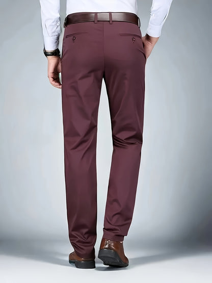 Four Seasons Men's New Casual Formal Pants Business Style Trendy Casual Long Pants Fashionable Versatile Men's Elastic Western Pants Comfortable Classic Design Casual Wear