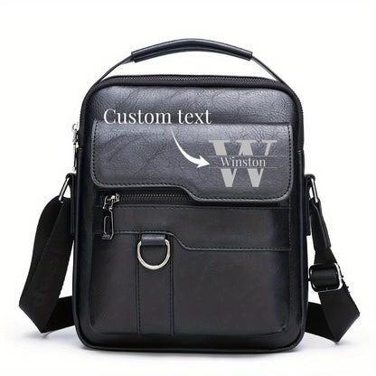 Personalized 26-Letter Men's Shoulder Bag DIY Casual Business Crossbody Vertical Handbag Christmas Father's Day Valentine's Day Thanksgiving Gift