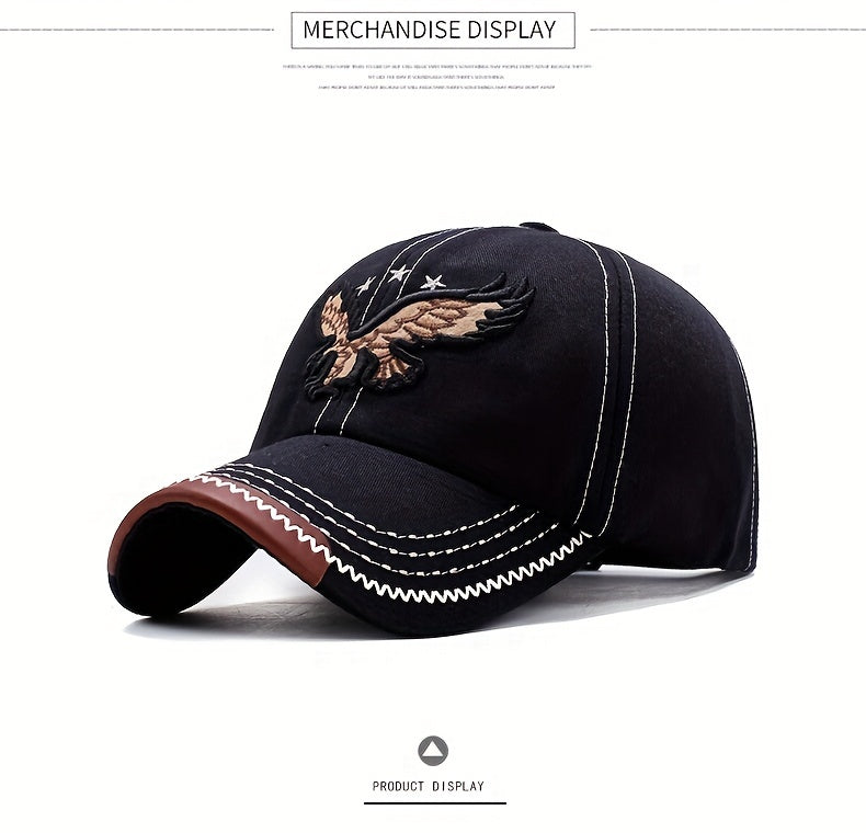 1pc Unisex Sunshade Breathable Baseball Cap With Eagle Embroidery For Outdoor Sport, Ideal choice for Gifts