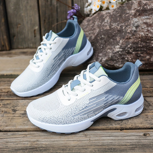 Breathable Mesh Women's Sneakers - Lightweight Soft Sole Lace-Up Low-Top Shoes with Cushioned PVC Sole for Running, Gym, Work & Travel - All-Season Comfort in Black, White, Light Blue, Pink, Grey, Ladies Sneakers, Gym Footwea