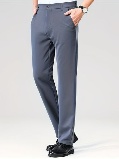 Men's Casual Straight Leg Pants, Chic Business Style Versatile Trousers for Daily Wear