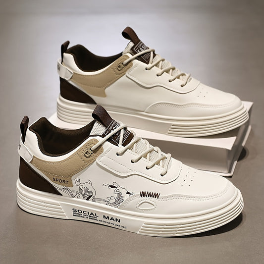 Everyday Comfort, Men's Fashionable Low-Top Skate Shoes - Comfortable, Non-Slip Casual Lace-Up Sneakers with Stylish "SPORT" Motif, Durable PU Upper & PVC Sole, Perfect for Everyday & Outdoor Activities