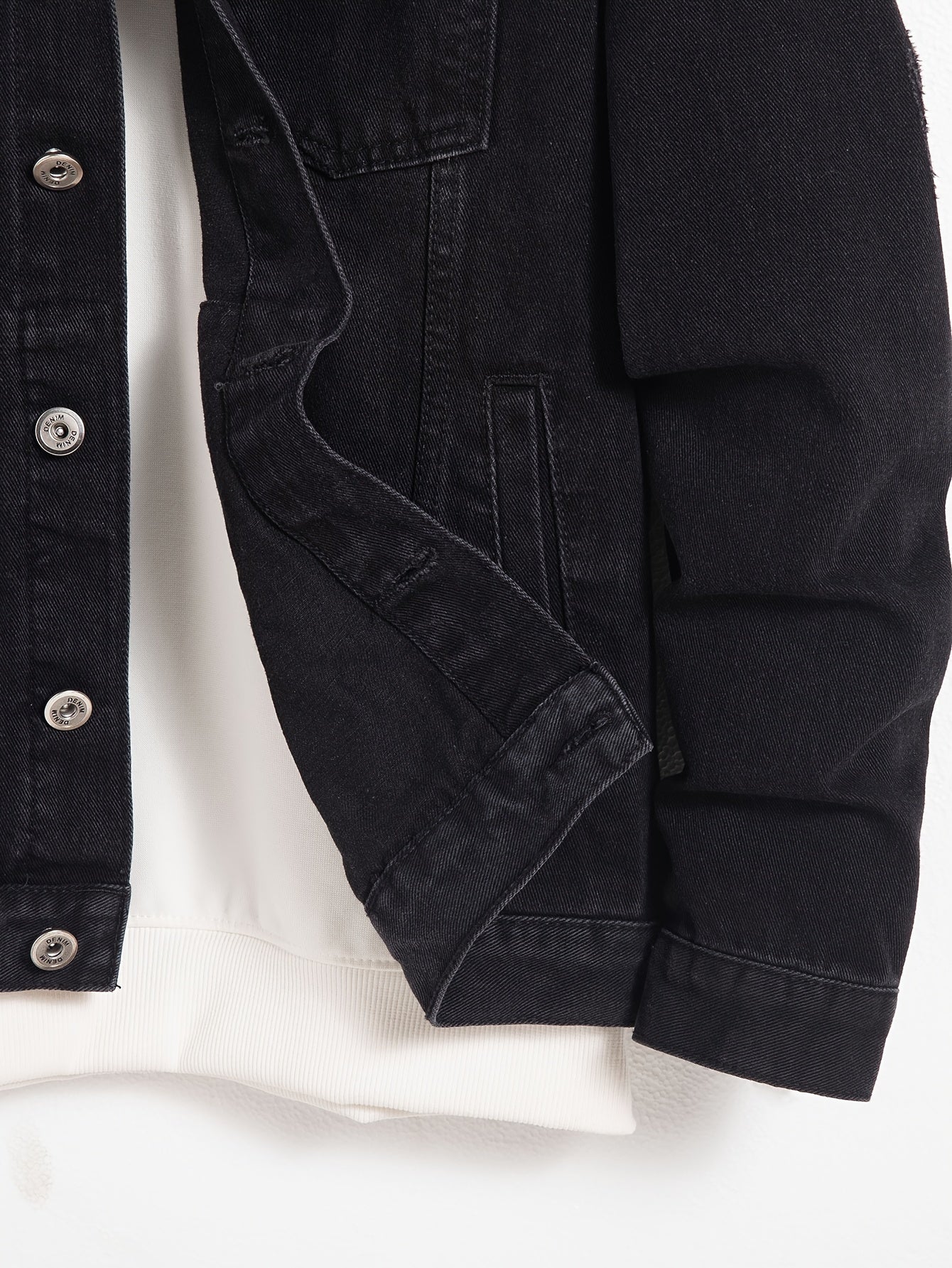 Men's Classic Denim Jacket - Casual, Non-Stretch Cotton Blend, Machine Washable with Lapel Collar