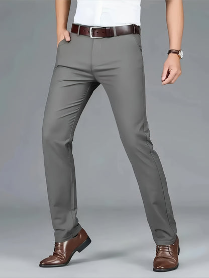 Four Seasons Men's New Casual Formal Pants Business Style Trendy Casual Long Pants Fashionable Versatile Men's Elastic Western Pants Comfortable Classic Design Casual Wear