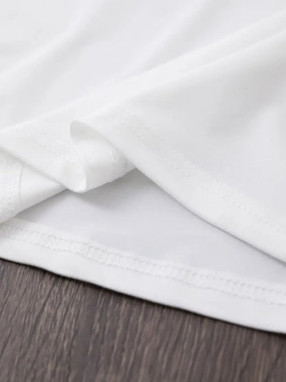 Women'S White T-Shirt - Minimalist Round Neck Short Sleeve Top, Breathable Everyday Casual & Party Wear Tee for Women, All-Season Everyday Essential Wardrobe Staple, Ladies T Shirts, Versatile Clothing, Elegant Design, Comfor