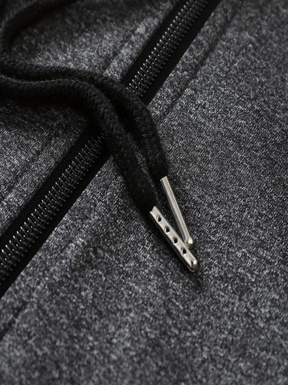 Men's Trendy Autumn-Winter Hooded Jacket Set with Calvin Print, Casual Youth Sportswear Outfit