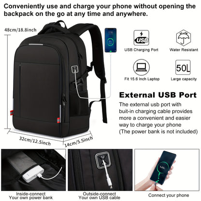 A Spacious, Minimalist, Lightweight, And Breathable Backpack Made of Oxford Cloth, Suitable for a 15.6-Inch Laptop. It Features a Luminous Safety Logo, Making It Ideal for Business Travel for Both Men And Women, As Well As fo