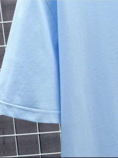 1pc Men's Light Blue Solid Color V-Neck Casual T-Shirt - Breathable Regular Fit Short Sleeve Tee for Spring Summer, Gym, Office & Casual Attire