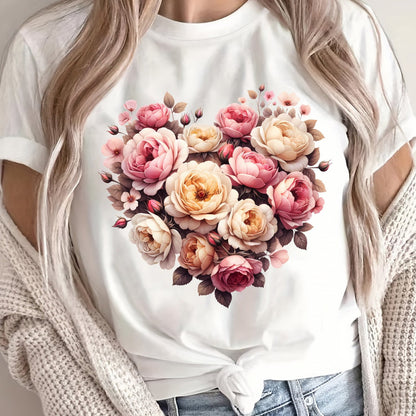 Summer Women'S Front Printed Short-Sleeved T-Shirt, Comfortable And Breathable Fabric, Casual And Sporty Style, Suitable for Spring And Summer