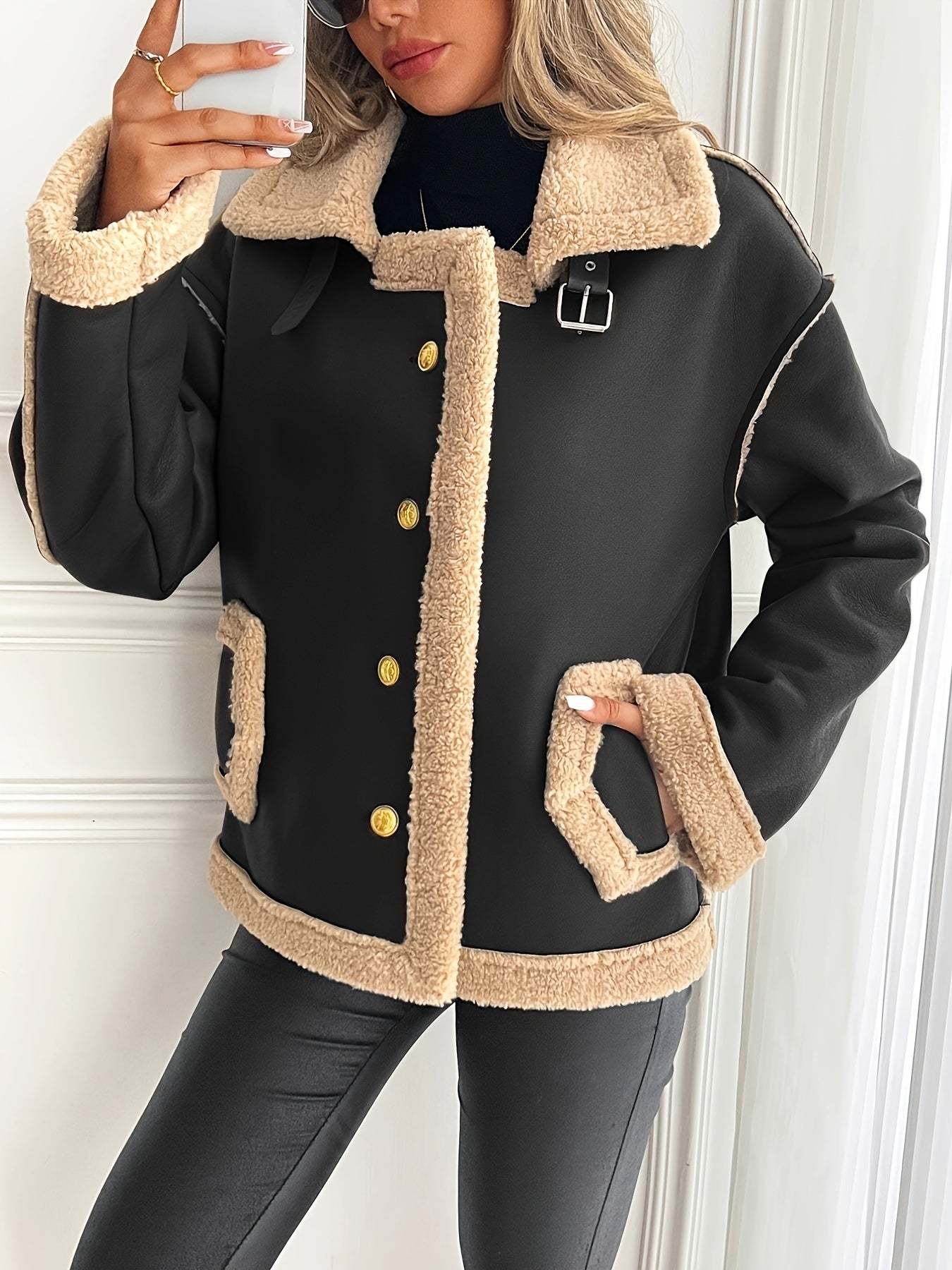 Women's Elegant Motorcycle Jacket - Heavy-Duty Winter Coat, Brown, Non-Stretch Motorcycle Outerwear for Cold Weather Riding & Everyday Chic - Machine Washable Outer Jacket, Seasonal Fashion, Classic Design, Premium Detailing,