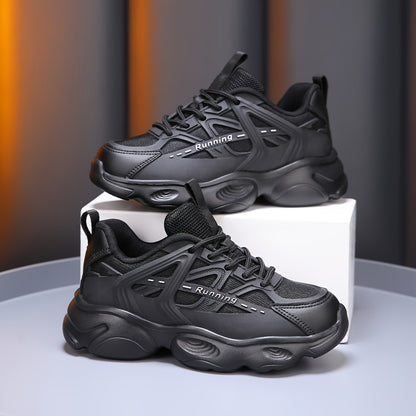 Boys' black Jedi knight casual breathable comfortable trend fashion height increasing versatile sports shoes