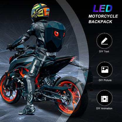 Crelander LED Men'S Motorcycle Backpack - Sleek Black & Red Hard Shell Travel Bag with USB Charging, 48.01cm x 35.56cm Capacity, Ergonomic Design for Camping, Cycling & Outdoor Adventures, Motorcycle Bag, Adventure Gear, Stre