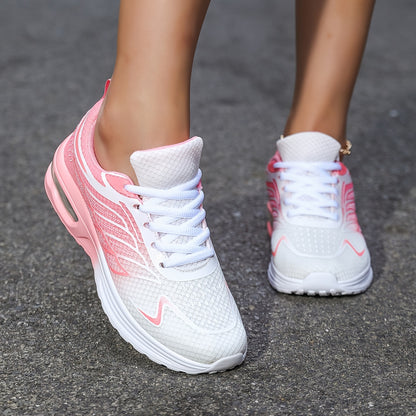 Women'S Casual Running Shoes, Lightweight EVA Upper & Inner, Fabric Insole, Faux Sole, Lace-Up Low Top, All-Season Solid Color, Flame Air Cushion Design, New Style 720