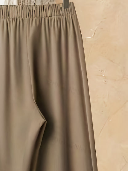 Elegant Floral Print Blouse & High-Waisted Pants Set - Chic Long Sleeve Top with Ruffled Hem, Button Details & Lace Trim, Beige Wide-Leg Pants for Women - Perfect for Spring/Summer, Floral Print Blouse