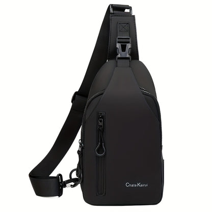 1pc CHATEK KAIAO Large Capacity PU Leather Sling Bag - Stylish Multi-Compartment Chest Bag for Travel, Business & School, Black, 36.2cm x 17cm x 8cm, Travel Shoulder Bag | Modern Sling Bag | Durable Zipper Closure