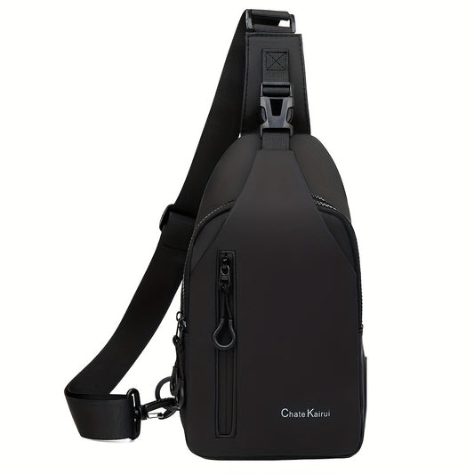1pc CHATEK KAIAO Large Capacity PU Leather Sling Bag - Stylish Multi-Compartment Chest Bag for Travel, Business & School, Black, 36.2cm x 17cm x 8cm, Travel Shoulder Bag | Modern Sling Bag | Durable Zipper Closure