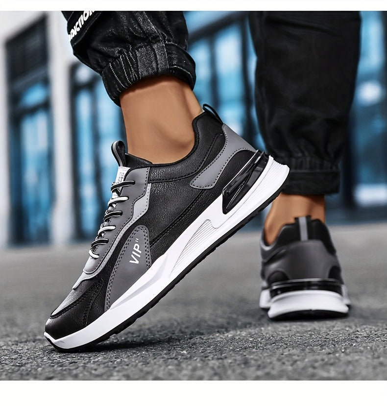 Men'S Casual Sneakers - Low Top, Lace-Up, All-Season Athletic Shoes with "VIP" Patch, White & Gray, Stylish Running & Hiking Boots, Casual Footwear | Modern Casual Sneakers | Durable Footwear